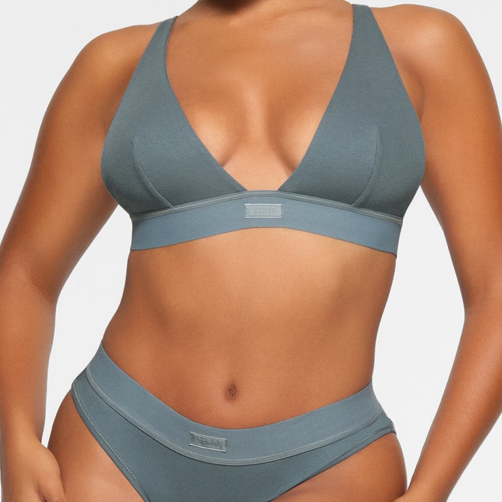 Cotton Rib Plunge Bralette